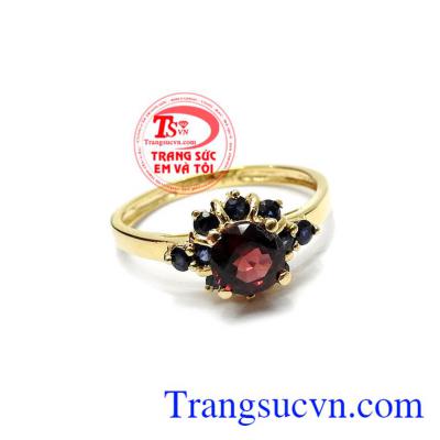 Nhẫn nữ granet may mắn 14k, bảo hành 12 tháng, giao hàng nhanh trên toàn quốc