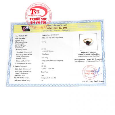Giấy kiểm định từ trung tâm ngọc học