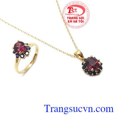 Bộ dây chuyền Granet thiên nhiên