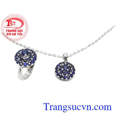Bộ dây chuyền sapphire may mắn, giao hàng nhanh trên toàn quốc