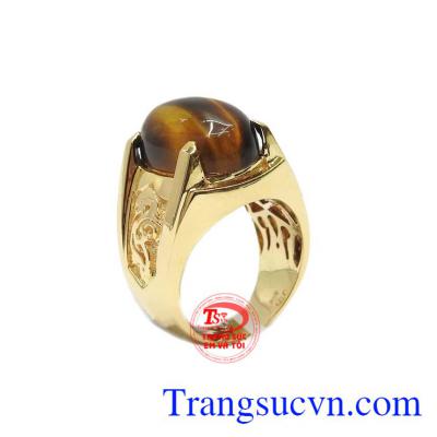 Nhẫn vàng 14k mắt hổ thiên nhiên