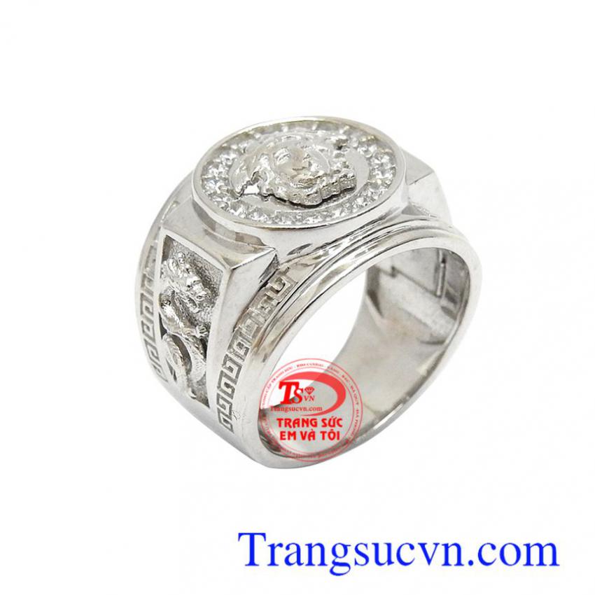 Nhẫn nam vàng trắng Hàn Quốc đẳng cấp