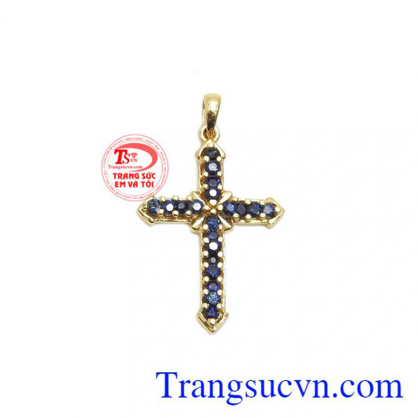 Mặt dây thánh giá sapphire tinh tế