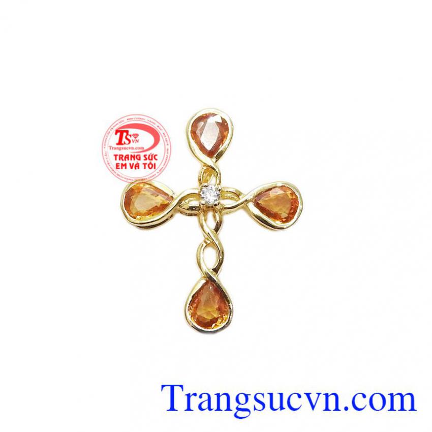 Mặt dây thánh giá sapphire độc đáo