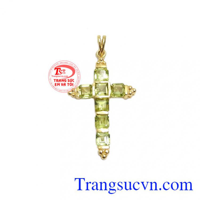 Mặt dây thánh giá peridot phong cách