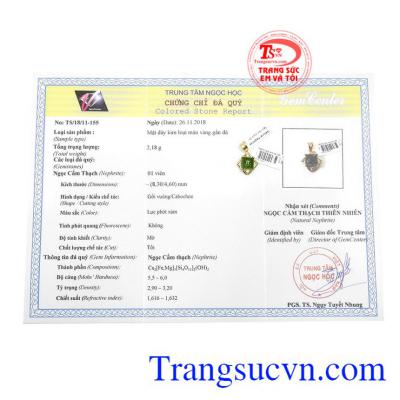 Sản phẩm có giấy kiểm định đá quý. Mặt dây nepherite tinh tế