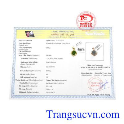 Sản phẩm có giấy kiểm định đá quý. Mặt dây nepherite quý phái