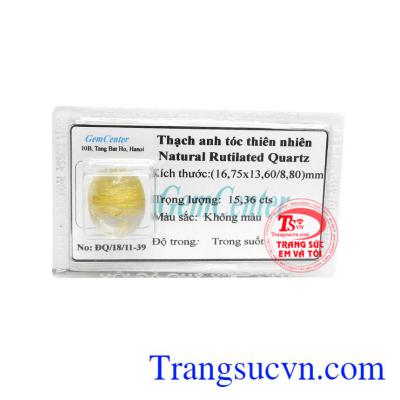 Thạch anh tóc vàng ép vỉ đẹp là sản phẩm thạch anh tóc cao cấp với các sợi bao thể kim que vàng óng, tự nhiên
