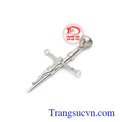 Mặt thánh giá vàng trắng sang trọng vàng 10k