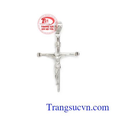 Mặt thánh giá vàng trắng sang trọng 10k bền đẹp, chất lượng, chế tác tinh xảo, sắc nét