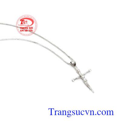 Bộ dây chuyền nam thánh giá vàng trắng