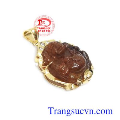 Mặt dây chuyền Di Lặc bình an thạch anh tóc phù hợp nhiều dây chuyền khác nhau bền đẹp, thời trang và phong thủy