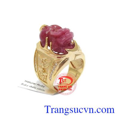 Nhẫn nam tỳ hưu ruby may mắn