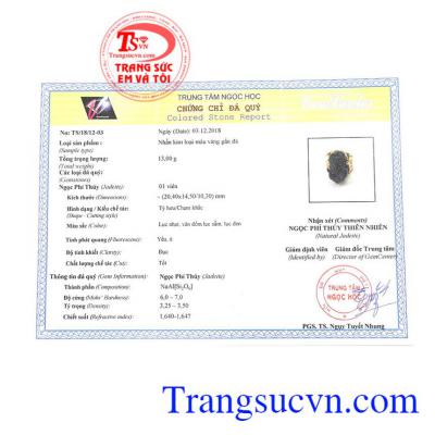 Giấy kiểm định từ trung tâm ngọc học