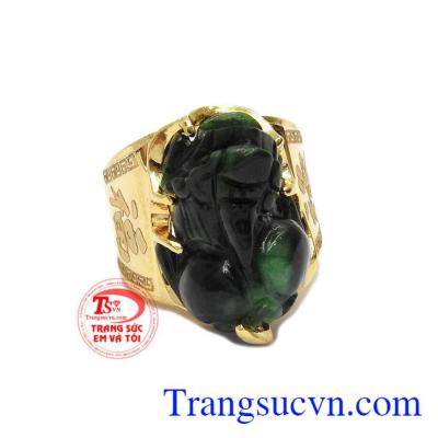 Nhẫn nam tỳ hưu Jadeite vàng 14k, bảo hành 12 tháng, giao hàng nhanh trên toàn quốc