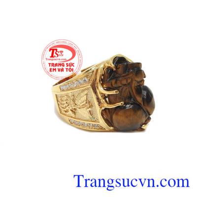 Nhẫn nam tỳ hưu đá mắt hổ đẹp bảo hành 12 tháng, giao hàng nhanh trên toàn quốc