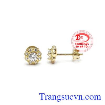 Hoa tai vàng tây dành cho nữ kiểu tinh tế, đeo hoa tai hợp thời trang, (Bông tai)