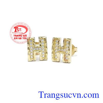 Hoa tai vàng tây dành cho nữ kiểu tinh tế, đeo hoa tai hợp thời trang, (Bông tai)