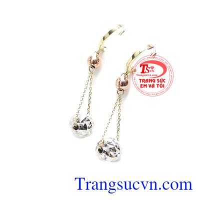 Hoa tai vàng tây dành cho nữ kiểu tinh tế, đeo hoa tai hợp thời trang, (Bông tai)