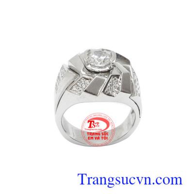 Nhẫn nam Korea đính đá thời trang đính đá CZ làm cho nổi bật và ấn tượng hơn