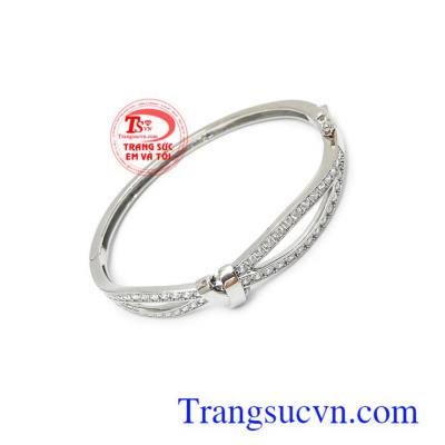 Vòng tay vàng trắng đính đá thời trang