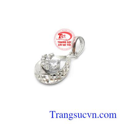 Mặt dây chuyền vàng trắng đính đá phong cách thời thượng