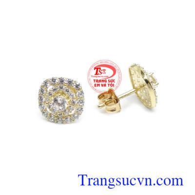 Hoa tai vàng 10k đính đá xinh xắn phù hợp nhiều phong cách thời trang khác nhau là món quà ý nghĩa dành tặng người bạn yêu thương