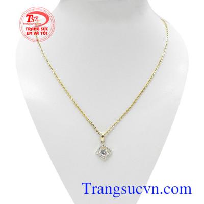 Bộ dây chuyền nữ 10k xinh xắn vàng 10k bền đẹp, chất lượng, kết hợp tinh tế