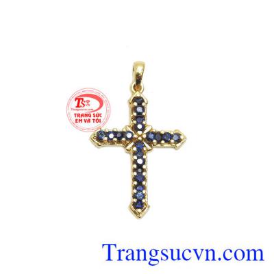 Mặt dây thánh giá sapphire tinh tế