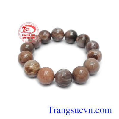 Chuỗi tay gỗ hóa thạch bình an 14 ly bền đẹp, chất lượng, đeo hợp phong thủy