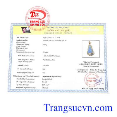 Giấy kiểm định từ trung tâm ngọc học