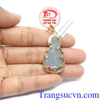Mặt dây chuyền phật bà đá aquamarin