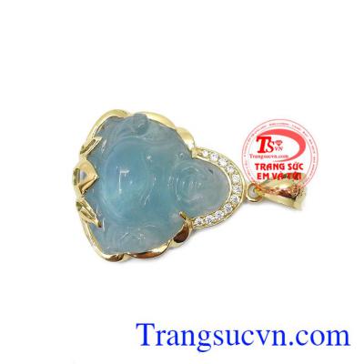 Mặt dây chuyền phật di lặc aquamarine vàng 14k, giao hàng nhanh trên toàn quốc