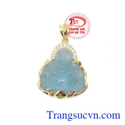 Mặt dây chuyền phật di lặc aquamarine là sản phẩm đá tự nhiên, có giấy kiểm định đá thiên nhiên