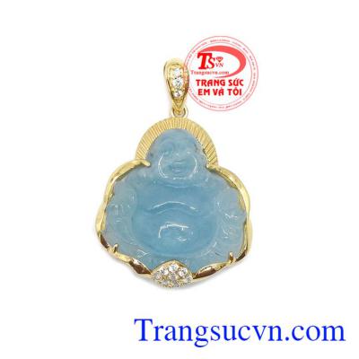 Mặt dây chuyền phật di lặc đẹp là sản phẩm đá aquamarin đẹp, có độ trong cao, có giấy kiểm định đá thiên nhiên