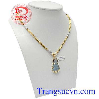 Mặt dây chuyền aquamarin đẹp được chế tác đá thiên nhiên, có giấy kiểm định