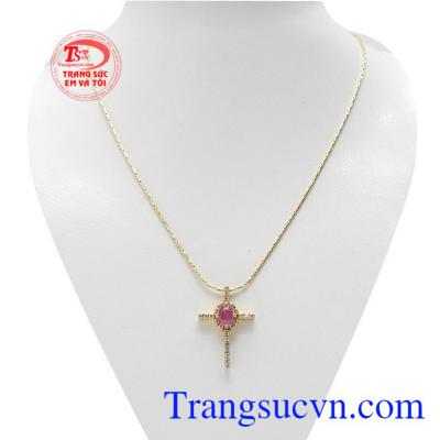 Bộ trang sức thánh giá sapphire hồng