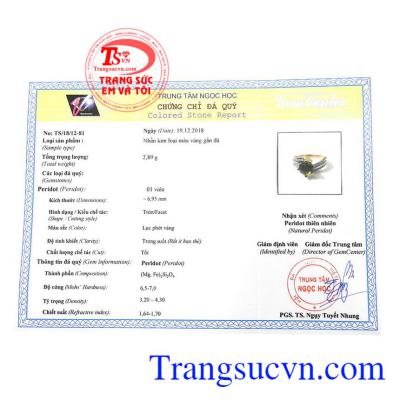 Giấy kiểm định từ trung tâm ngọc học