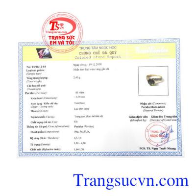 Giấy kiểm định từ trung tâm ngọc học