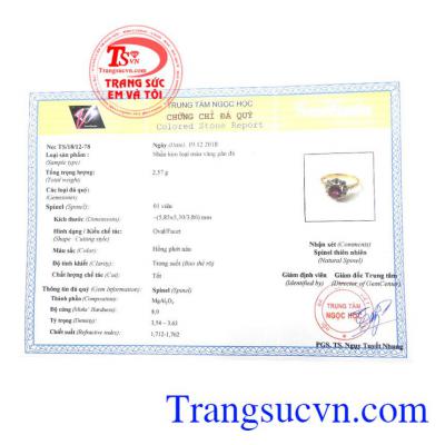 Giấy kiểm định từ trung tâm ngọc học