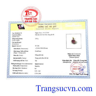 Giấy kiểm định từ trung tâm ngọc học