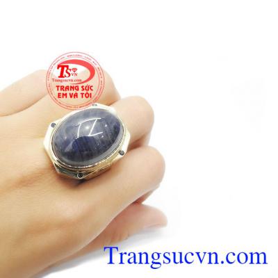 Nhẫn nam vàng gắn đá quý Sapphire thiên nhiên dành cho nam, đeo hợp thời trang và sang trọng