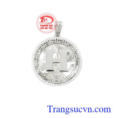 Mặt dây nam chữ H phong cách vàng trắng 10k nhập khẩu nguyên chiếc Hàn Quốc