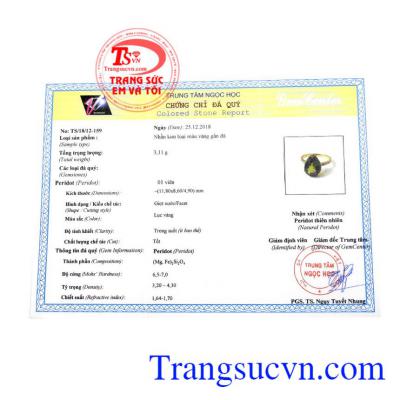 Giấy kiểm định từ trung tâm ngọc học