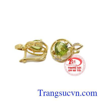 Hoa tai peridot hoàng gia vàng 14k, bảo hành 12 tháng, giao hàng nhanh trên toàn quốc