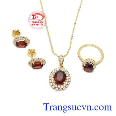 Bộ trang sức granat thiên nhiên đẹp