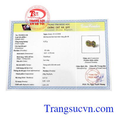 Giấy kiểm định từ trung tâm ngọc học