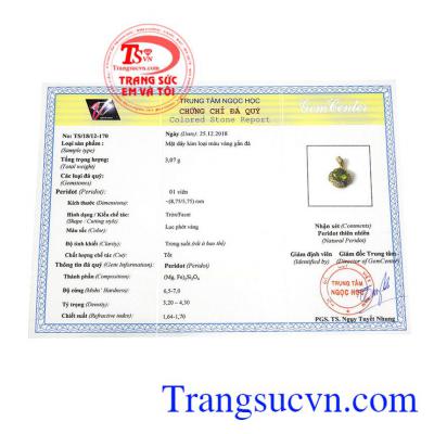 Giấy kiểm định từ trung tâm ngọc học