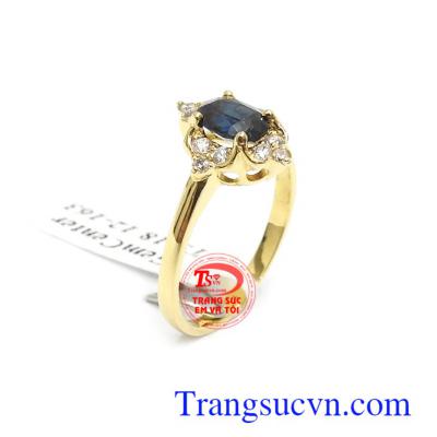 Nhẫn nữ vàng Sapphire thời trang 14k bền đẹp, chất lượng, chế tác tinh xảo