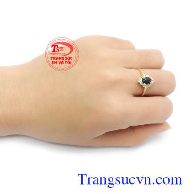 Nhẫn nữ vàng 14k đính đá Sapphire cao cấp, thời thượng